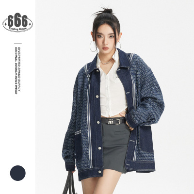 Loose denim clothing neutral style male and female denim jacket lazy style W234