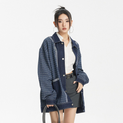 Loose denim clothing neutral style male and female denim jacket lazy style W234