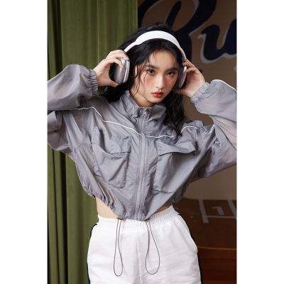 Stand collar jacket sun protection top women's short sports coat FS005
