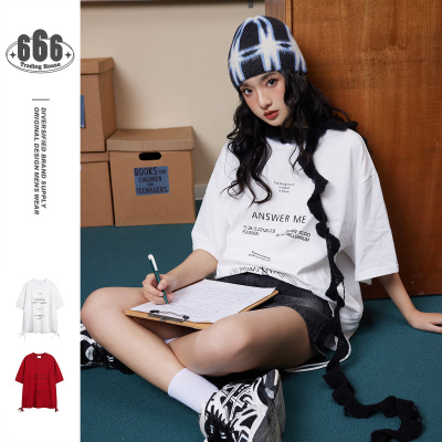 Campus style short-sleeved T-shirt men and women tube top T-shirt T203
