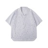 Cuban collar striped Shirt Boys loose splash ink printed short sleeve shirt RC17
