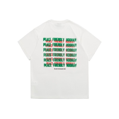 Embroidered loose short-sleeved men's and women's splicing striped shirt CS27