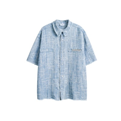 Fuzzy letter printing boys loose cotton short-sleeved T-shirt C2T57