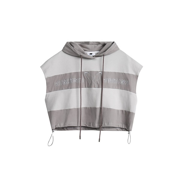 Girls short tops loose stitching butterfly embroidery hooded jacket T142
