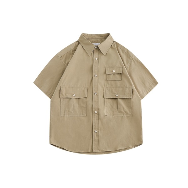 Pocket cargo Shirt Men's loose casual Tide brand short sleeve shirt Coat RC34