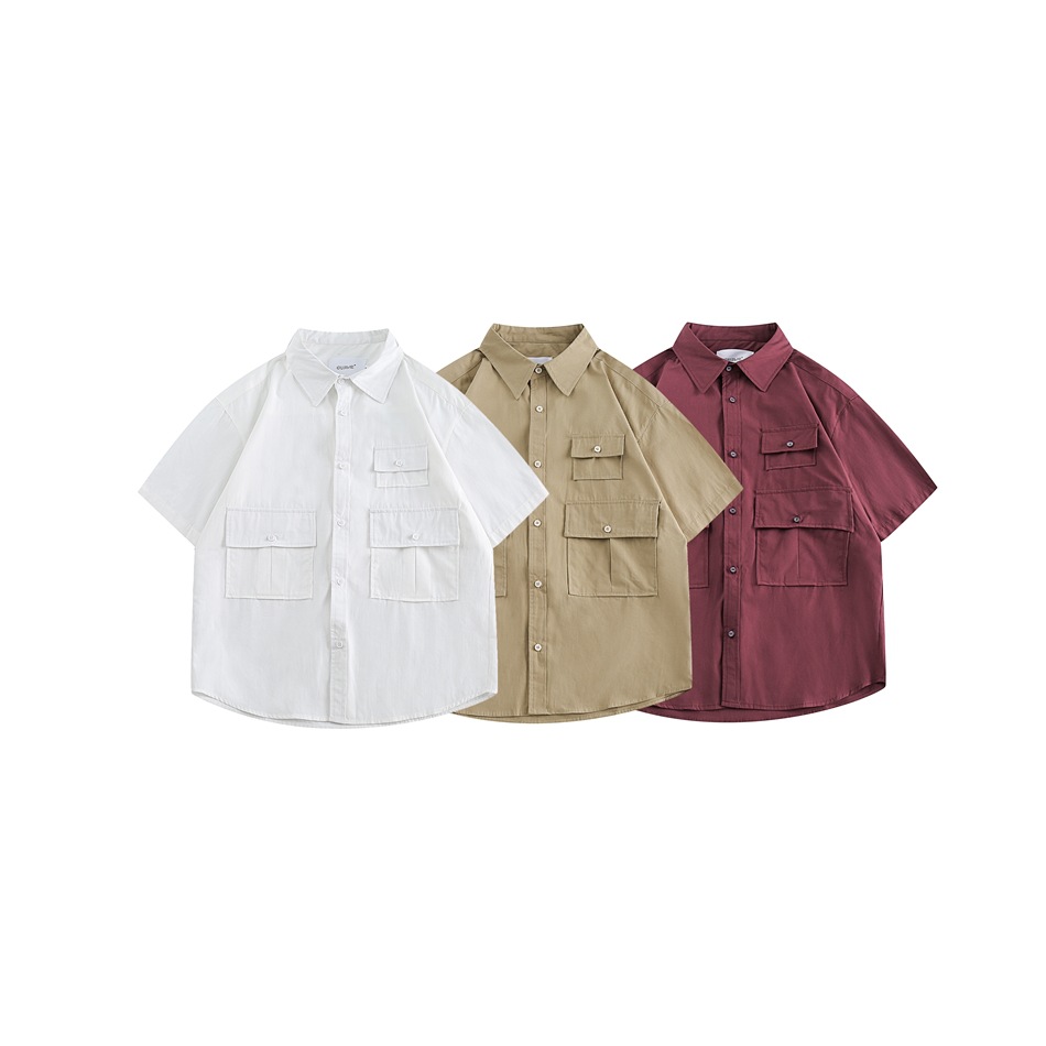 Pocket cargo Shirt Men's loose casual Tide brand short sleeve shirt Coat RC34