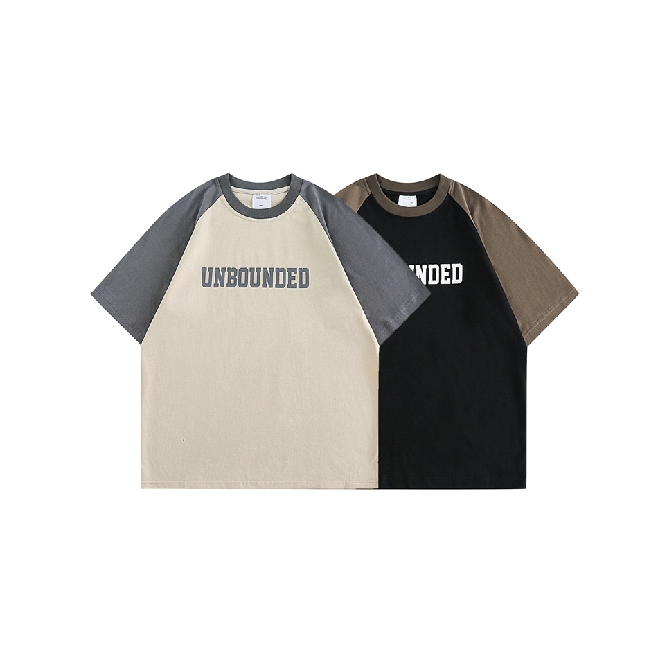 Preppy style Insert shoulder sleeve Short sleeve T-shirt Boys loose summer RT15