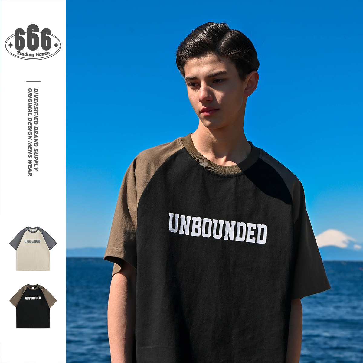 Preppy style Insert shoulder sleeve Short sleeve T-shirt Boys loose summer RT15