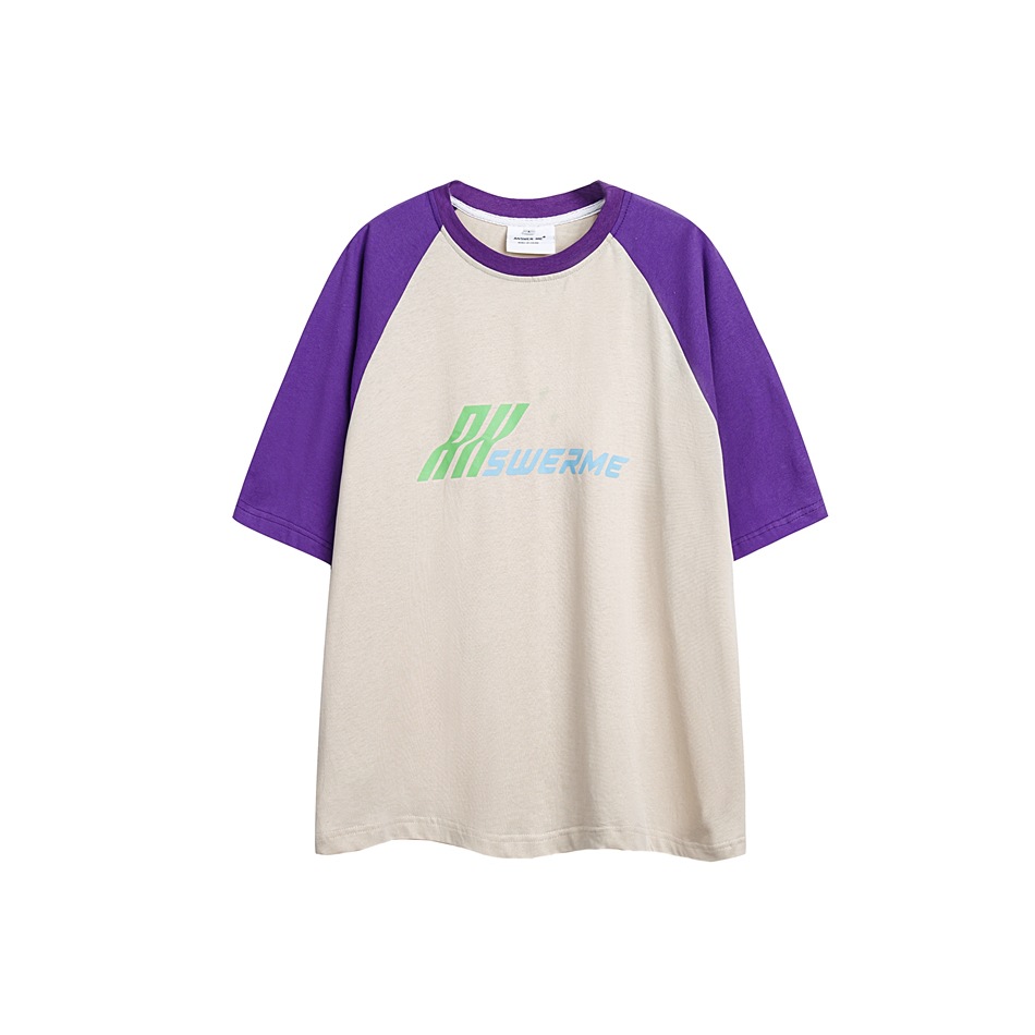 Raglan sleeve T-shirt men and women loose Korean girl group short-sleeved T200