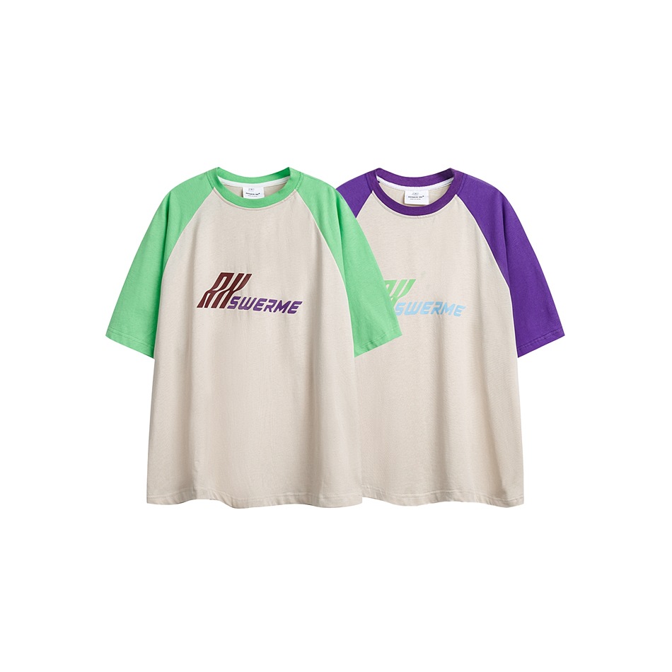 Raglan sleeve T-shirt men and women loose Korean girl group short-sleeved T200