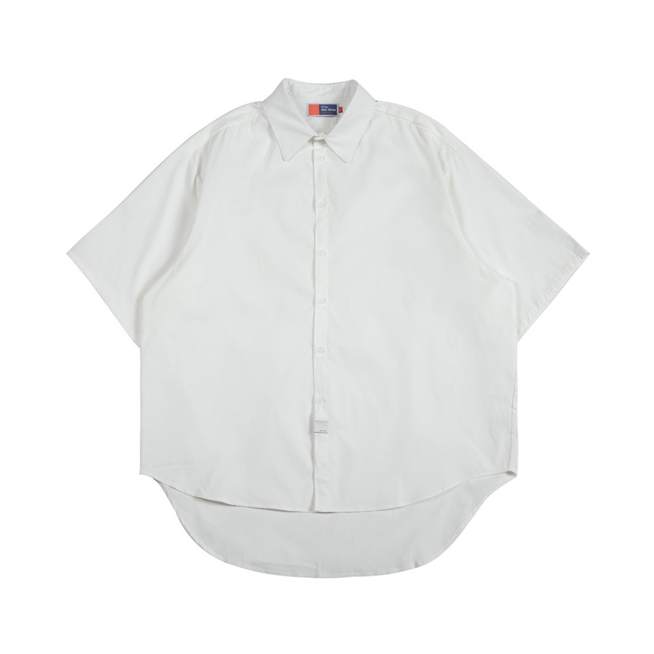 Solid color basic casual shirt trendy brand loose short-sleeved shirt male DC082