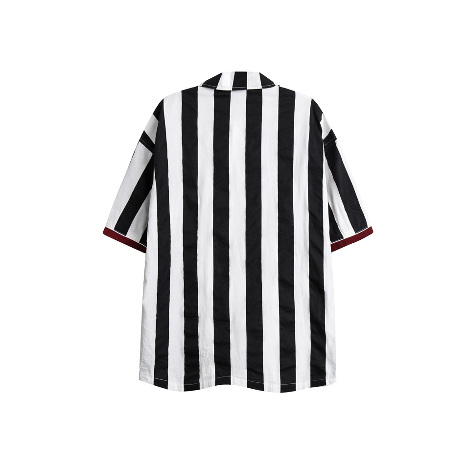 Striped loose short-sleeved shirt men's and women's neutral wind top shirt BCS59