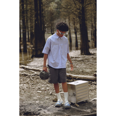 Striped shirt boys loose lapel short-sleeved casual shirt DC085