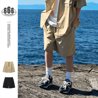 Summer cargo shorts Men's casual loose tide brand pleated nickel pants RK20