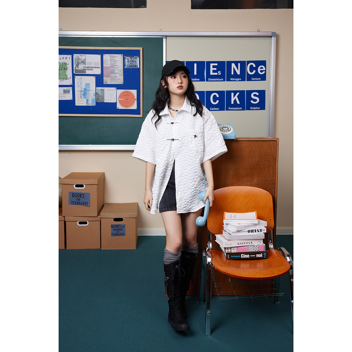 Trendy brand loose short-sleeved shirt men's and women's top lapel jacket CS67