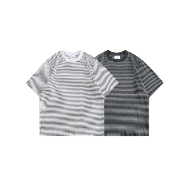 Trendy Striped Short Sleeve T-shirt artistic style loose summer T-shirt RT14