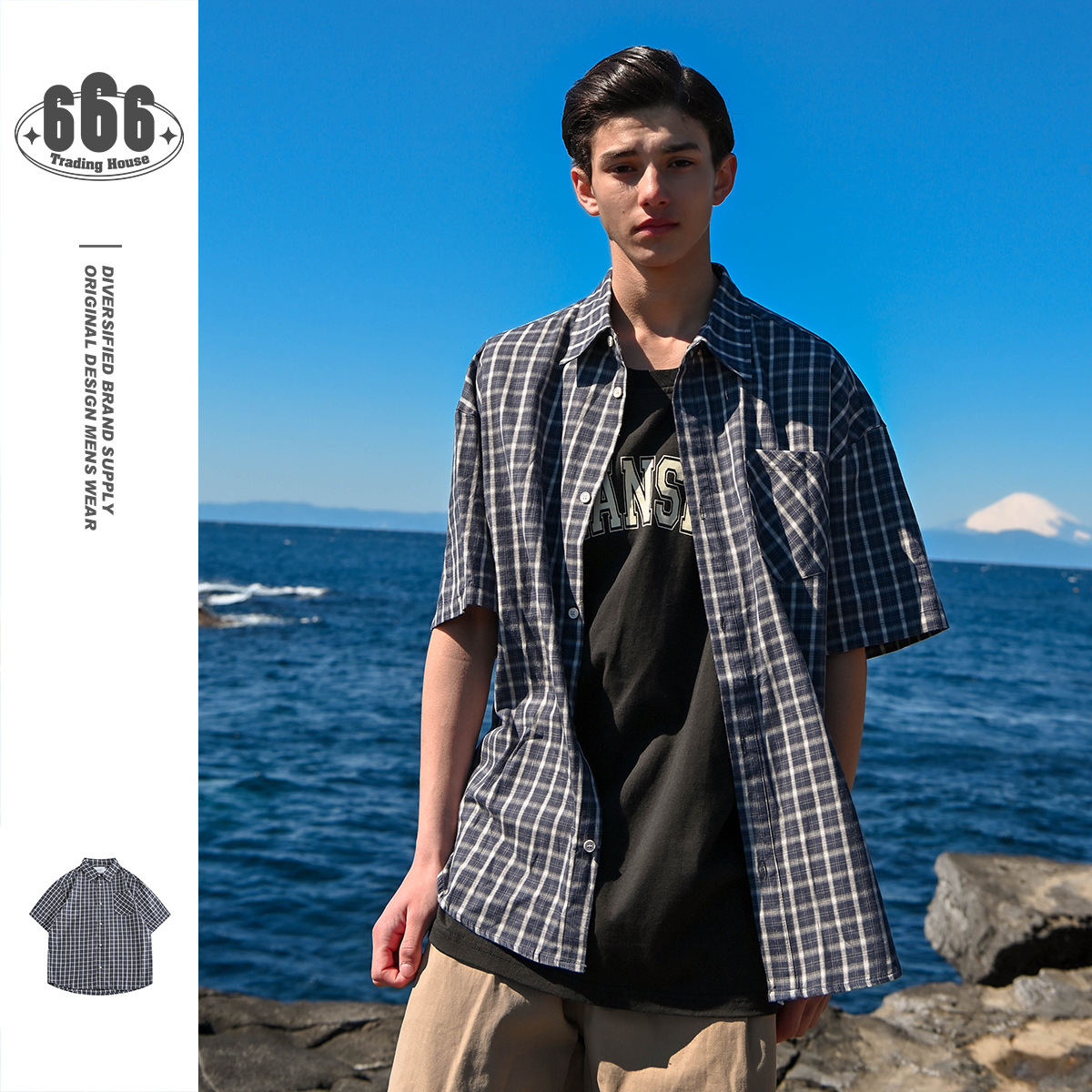 Vintage Collegiate Style sub Short Sleeve Shirt Men's loose shirt RC40