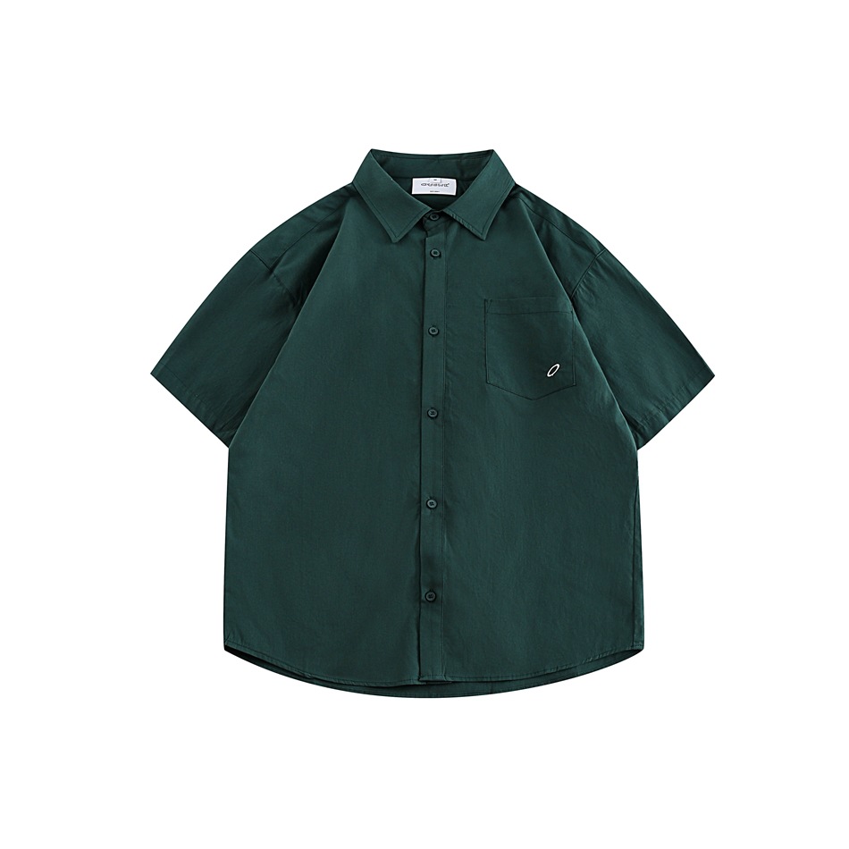 Vintage Pocket Embroidery Tooling Shirt Men's loose short sleeve Shirt Tide RC36