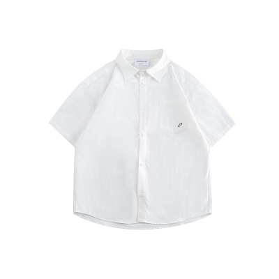 Vintage Pocket Embroidery Tooling Shirt Men's loose short sleeve Shirt Tide RC36