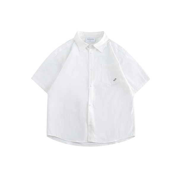 Vintage Pocket Embroidery Tooling Shirt Men's loose short sleeve Shirt Tide RC36