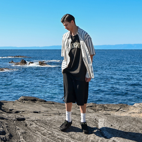 Vintage striped shirt men's loose niche tide brand short sleeve shirt thin RC37