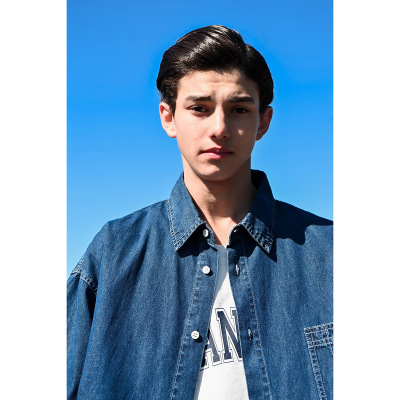 Vintage Tooling Pocket Denim Shirt Men's loose washed Short sleeve Shirt RC31