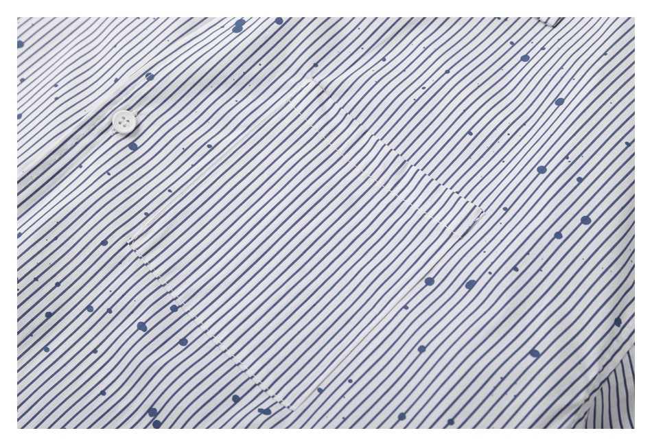 Cuban collar striped Shirt Boys loose splash ink printed short sleeve shirt RC17