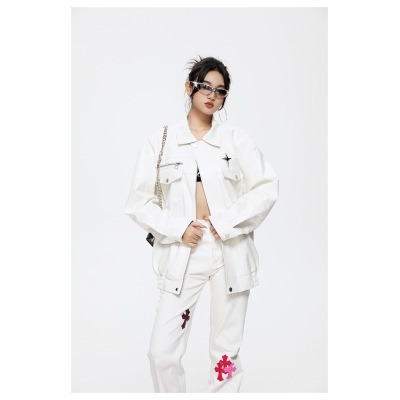 Lapel PU jacket for men and women, spring and autumn jacket ST2741