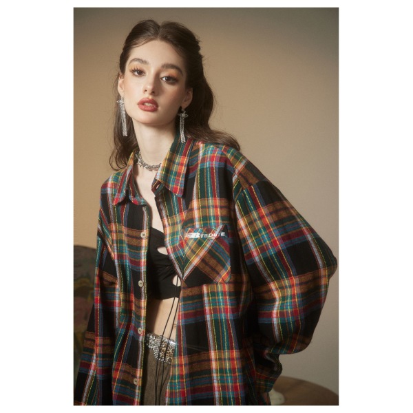 Long-sleeved shirts for men and women, plaid shirts for couples CS2307