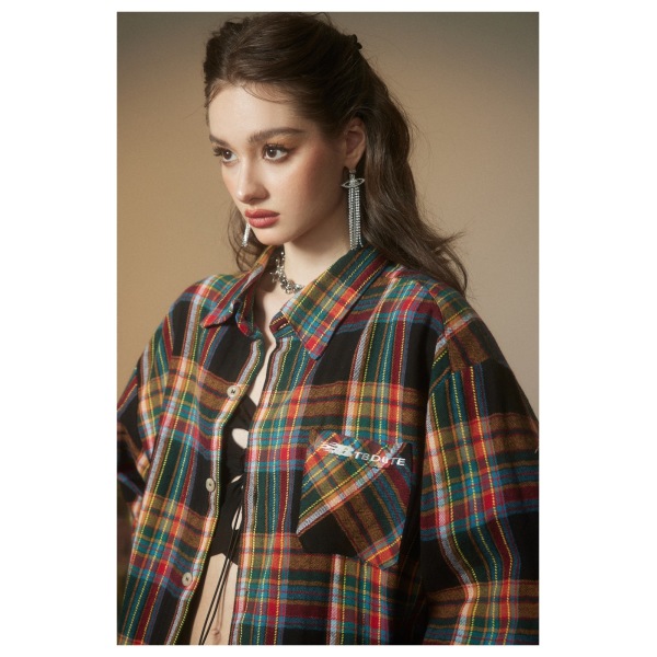 Long-sleeved shirts for men and women, plaid shirts for couples CS2307