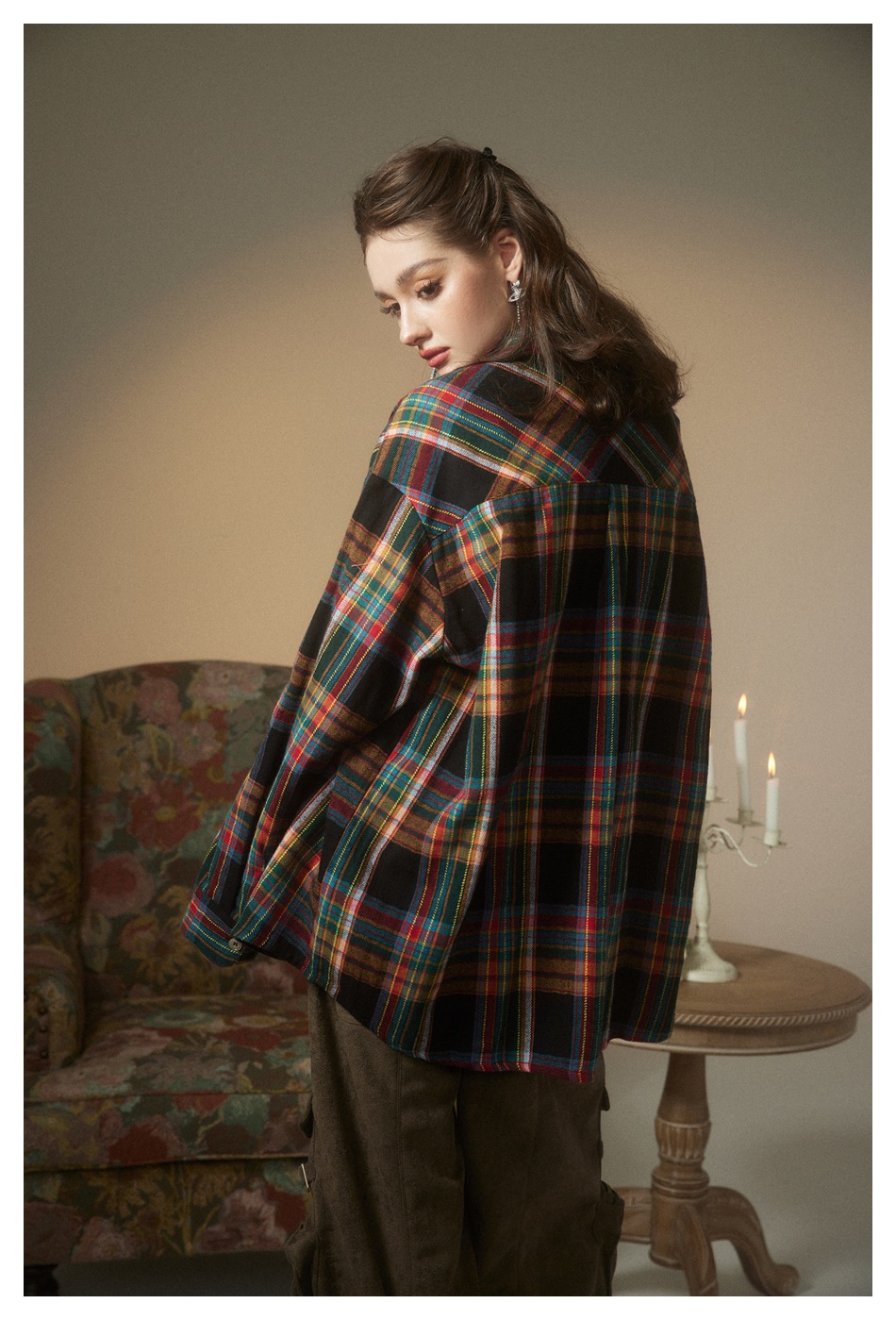 Long-sleeved shirts for men and women, plaid shirts for couples CS2307