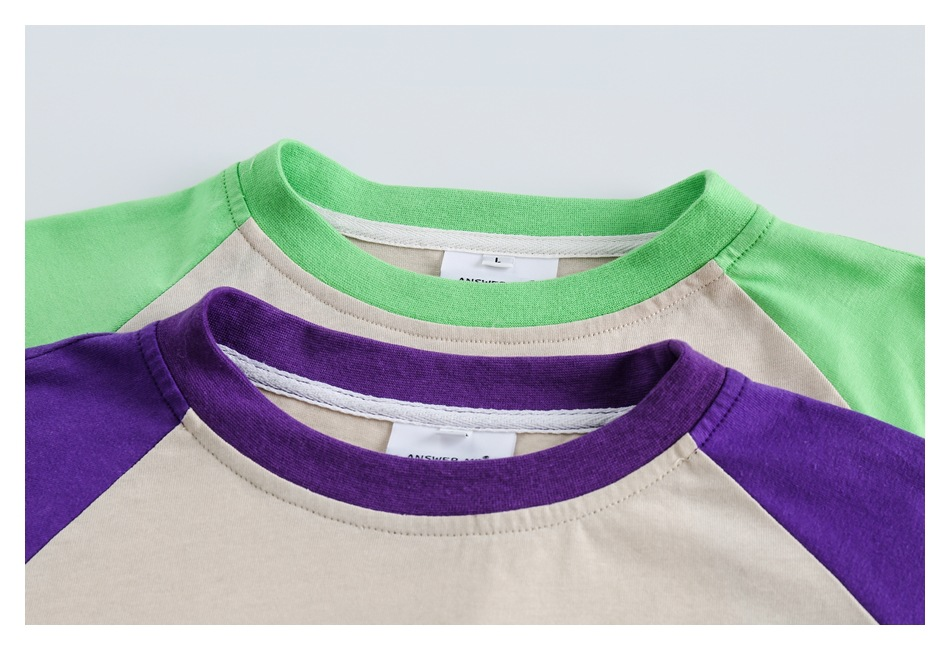 Raglan sleeve T-shirt men and women loose Korean girl group short-sleeved T200