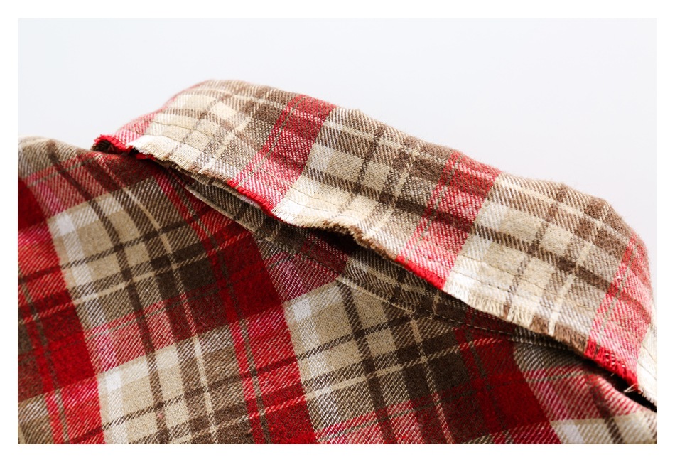 Spring and Autumn Couple's Loose Long Sleeve Flannel Shirt CS83