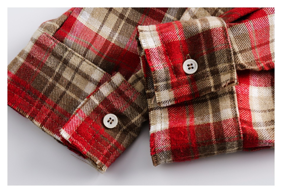 Spring and Autumn Couple's Loose Long Sleeve Flannel Shirt CS83