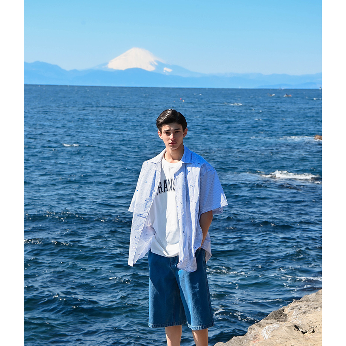 Loose wash Denim Shorts men's mid-length Pants Summer nickel Pants RK40